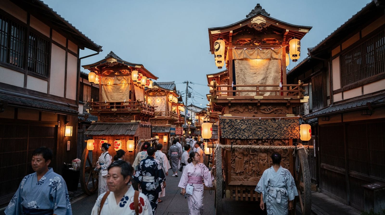 Kyoto in summer — heat, humidity, Gion Matsuri, and how to cope — Kyoto summer guide — real heat and humidity numbers, Gion Matsuri, kawadoko rive