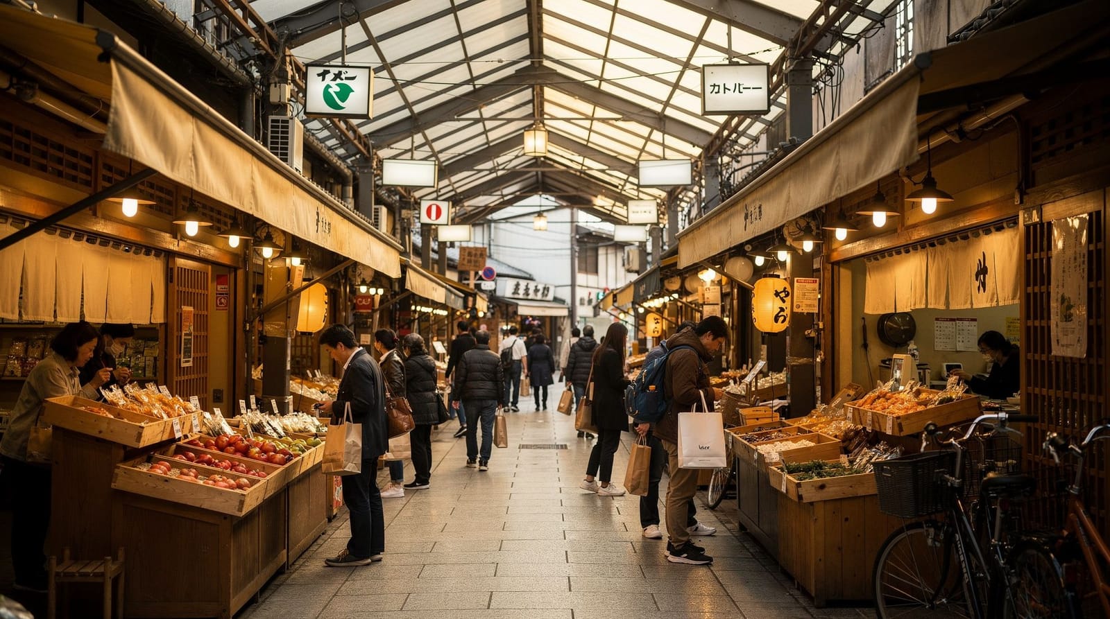 Shopping — Nishiki Market, the Shijo-dori department stores, the craft shops of Teramachi a