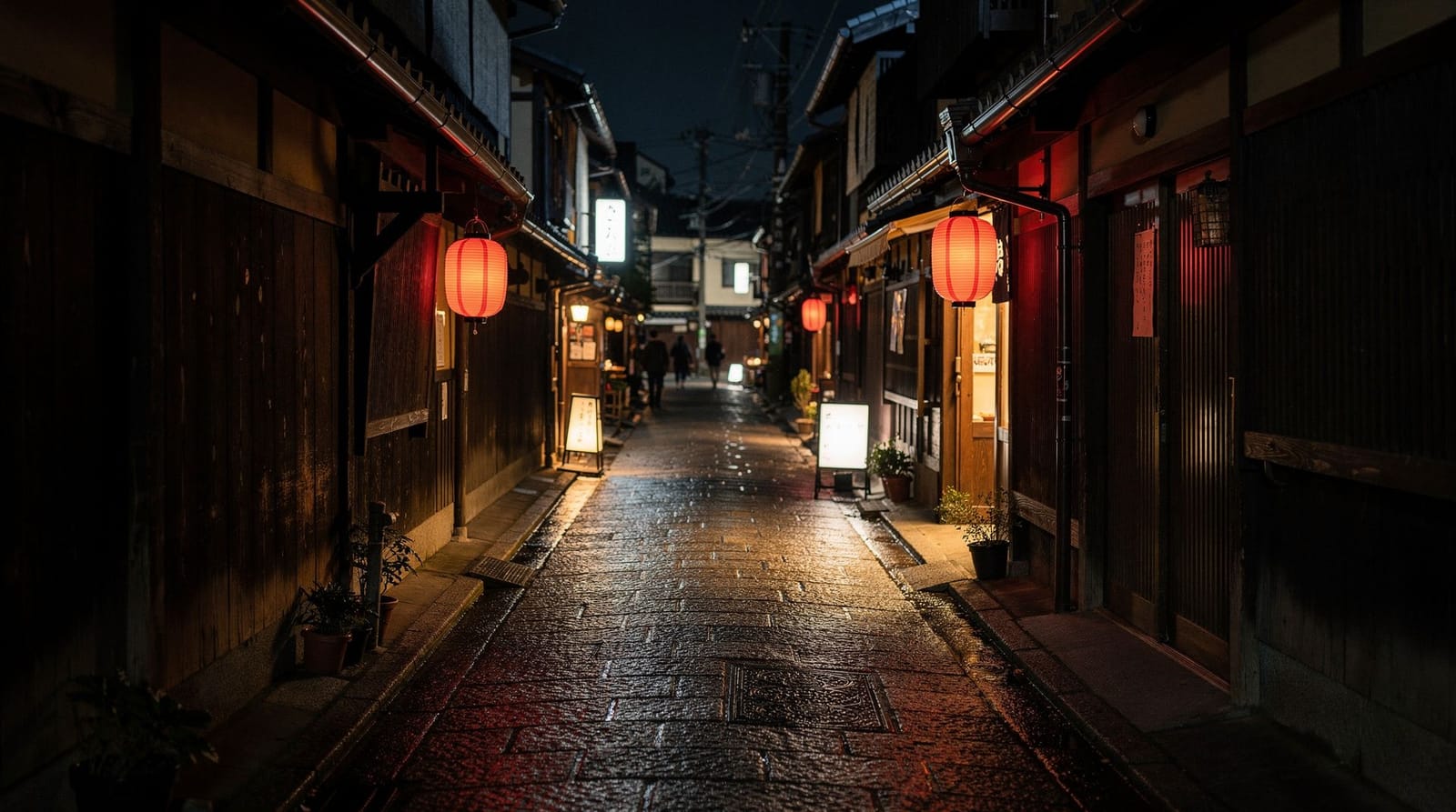 Nightlife — Pontocho's alley bars, the izakaya scene, riverside terraces in summer and Kyoto